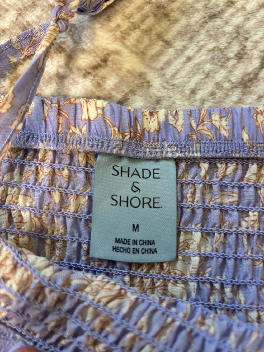 Shade & Shore Purple Floral Halter Smocked Wide-Leg Woven Dress M - Picture 5 of 6